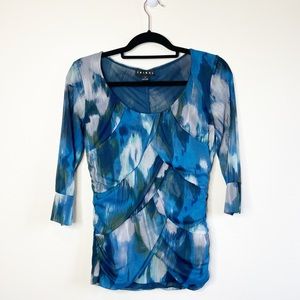 Tribal Blue Watercolor Mesh Blouse